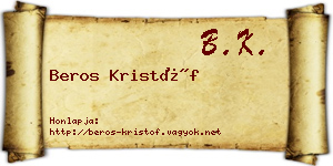 Beros Kristóf névjegykártya