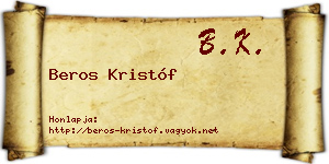 Beros Kristóf névjegykártya